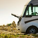 Broken,Down,Camper,Car,On,Sea,Coast.