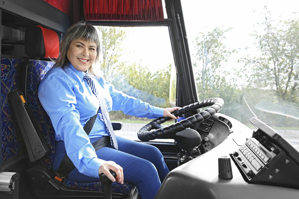 Female,Driver,Sitting,In,Bus